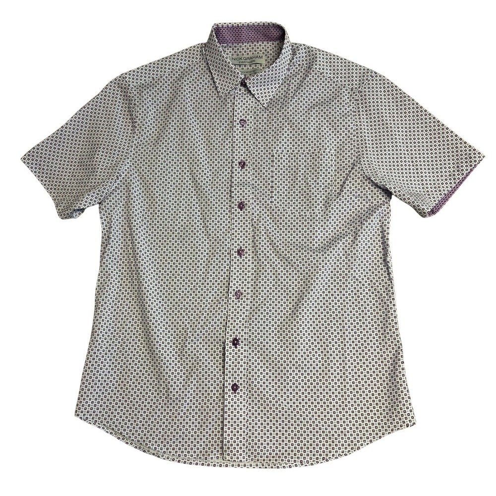 Nick Graham Everywhere Mens Modern Fit Stretch Short Sleeve Button Down Shirt M